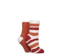 Elle Ladies Fluffy and Cosy Blissful Bed Time Socks Pack of 2 Wild Poppy 4-8