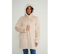 Elle Ladies hooded Faux Fur Coat - Cream - 20 - Cream