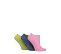 ELLE Ladies No Show Socks - Soft Breathable Cooling Bamboo, Ribbed, Low, Trainer, Plain and Colourful in a Multipack of 3 Size 4-8 (UK, Numeric, 4, 8, Regular, Regular, Coastal Joy)