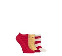 ELLE Ladies No-Show Socks - Soft Cotton in Plain, Stripe and Patterned Styles Multipack of 3 Size 4-8 (UK, Numeric, 4, 8, Regular, Regular, Parisian Rose Striped)