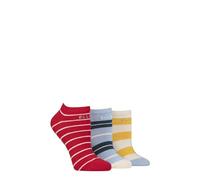 Elle Ladies No-Show Socks - Soft Cotton in Plain, Stripe and Patterned Styles Multipack of 3 Size 4-8 (UK, Numeric, 4, 8, Regular, Regular, Seafarer Striped)