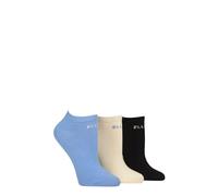 ELLE Ladies No-Show Socks - Soft Cotton in Plain, Stripe and Patterned Styles Multipack of 3 Size 4-8 (UK, Numeric, 4, 8, Regular, Regular, Leopard Noir Plain)