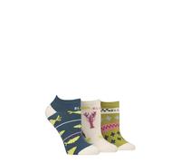 Elle Ladies No-Show Socks - Soft Cotton in Plain, Stripe and Patterned Styles Multipack of 3 Size 4-8 (UK, Numeric, 4, 8, Regular, Regular, Coastal Joy Patterned)