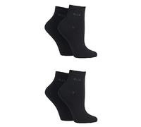 Elle Ladies Patterned and Plain Assorted Sock Styles including Anklets, No Show, Trainer and Regular Bamboo Socks in a Multipack of 4 Anklet Black 4-8