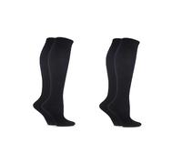 ELLE Ladies Patterned and Plain Assorted Sock Styles including Anklets, No Show, Trainer, Knee High and Regular Cotton Socks in a Multipack of 6 & 4 Pairs Knee High Black 4-8