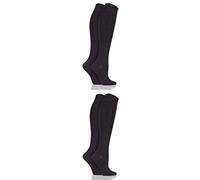 Elle Ladies Plain Bamboo Knee High Socks Pack of 4 Cocoa 4-8