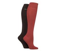 Elle Ladies Plain Bamboo Knee High Socks Soft, Breathable & Cooling Long 2 Pair Multipack Size 4-8 Colourful for Everyday Casual Wear (UK, Numeric, 4, 8, Regular, Regular, Wild Poppy)
