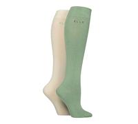Elle Ladies Plain Bamboo Knee High Socks Soft, Breathable & Cooling Long 2 Pair Multipack Size 4-8 Colourful for Everyday Casual Wear (UK, Numeric, 4, 8, Regular, Regular, Forager)
