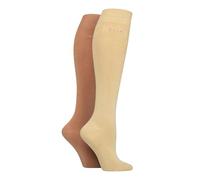 ELLE Ladies Plain Bamboo Knee High Socks Soft, Breathable & Cooling Long 2 Pair Multipack Size 4-8 Colourful for Everyday Casual Wear (UK, Numeric, 4, 8, Regular, Regular, Classic Beige)