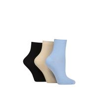 ELLE Ladies Ribbed Ankle Socks - Soft, Breathable, Cooling Bamboo Material, Plain, Colourful, Casual in a Multipack of 3 Pairs Size 4-8 (UK, Numeric, 4, 8, Regular, Regular, Daisy Dream)