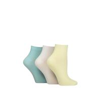 ELLE Ladies Ribbed Ankle Socks - Soft, Breathable, Cooling Bamboo Material, Plain, Colourful, Casual in a Multipack of 3 Pairs Size 4-8 (UK, Numeric, 4, 8, Regular, Regular, Keylime Pie)