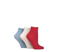 ELLE Ladies Ribbed Ankle Socks - Soft, Breathable, Cooling Bamboo Material, Plain, Colourful, Casual in a Multipack of 3 Pairs Size 4-8 (UK, Numeric, 4, 8, Regular, Regular, Seafarer)