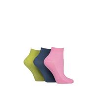 ELLE Ladies Ribbed Ankle Socks - Soft, Breathable, Cooling Bamboo Material, Plain, Colourful, Casual in a Multipack of 3 Pairs Size 4-8 (UK, Numeric, 4, 8, Regular, Regular, Coastal Joy)