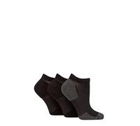 Elle Ladies Sheer Stripe Cushioned Heel and Toe Sports Bamboo Trainer Socks Pack of 3 Black 4-8