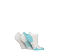 Elle Ladies Sheer Stripe Cushioned Heel and Toe Sports Bamboo Trainer Socks Pack of 3 (UK, Numeric, 4, 8, Regular, Regular, White/Aqua)