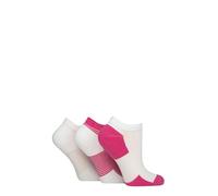 Elle Ladies Sheer Stripe Cushioned Heel and Toe Sports Bamboo Trainer Socks Pack of 3 (UK, Numeric, 4, 8, Regular, Regular, White/Hot Pink)