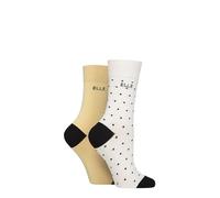 ELLE Ladies Soft, Breathable & Cooling Bamboo Patterned and Plain Colourful Socks in a Multipack of 2 Pairs (UK, Numeric, 4, 8, Regular, Regular, Daisy Dream)