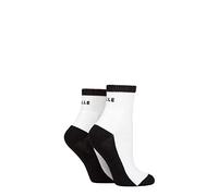 Elle Ladies Sports Cushioned Ankle Socks Pack of 2 White/Black 4-8