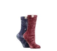 ELLE Ladies Super Soft Silky Cosy Chenille Leisure Socks Pack of 2 Size 4-8 in Assorted Colours