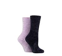 ELLE Ladies Super Soft Silky Cosy Chenille Leisure Socks Pack of 2 Size 4-8 in Assorted Colours