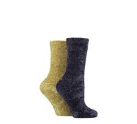 ELLE Ladies Super Soft Silky Cosy Chenille Leisure Socks Pack of 2 Size 4-8 in Assorted Colours