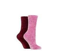 ELLE Ladies Super Soft Silky Cosy Chenille Leisure Socks Pack of 2 Size 4-8 in Assorted Colours