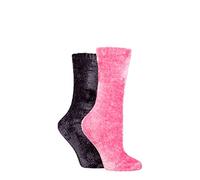 ELLE Ladies Super Soft Silky Cosy Chenille Leisure Socks Pack of 2 Size 4-8 in Assorted Colours
