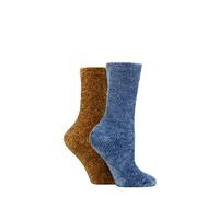 Elle Ladies Super Soft Silky Cosy Chenille Leisure Socks Pack of 2 Size 4-8 in Assorted Colours Perfect for Lounging (French Mustard)