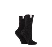 Elle Ladies Super Soft Silky Cosy Chenille Leisure Socks Pack of 2 Size 4-8 in Assorted Colours (UK, Numeric, 4, 8, Regular, Regular, Black)