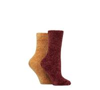 Elle Ladies Super Soft Silky Cosy Chenille Leisure Socks Pack of 2 Size 4-8 in Assorted Colours (UK, Numeric, 4, 8, Regular, Regular, Pumpkin Spice)