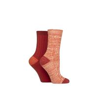 Elle Ladies Velvet Soft and Sparkle Boot Socks Pack of 2 Size 4-8 in Assorted Colours Perfect for Walking and Hiking (UK, Numeric, 4, 8, Regular, Regular, Wild Poppy)