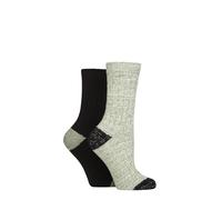 Elle Ladies Velvet Soft and Sparkle Boot Socks Pack of 2 Size 4-8 in Assorted Colours Perfect for Walking and Hiking Storm 4-8