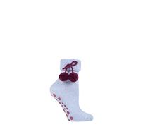 ELLE Ladies Wool Mix Slipper Socks with Pompoms Pack of 1 Kentucky Blue 4-8