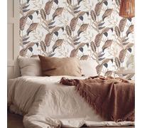 Elle non-woven wallpaper leaves white brown gold metallic 10332-02 (3,56£/1qm)