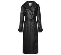 Elle Sophia Pu Long Trench Coat In Black Black 12