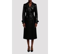 Elle Sophia PU Long Trench Coat in Black - 14 - Black