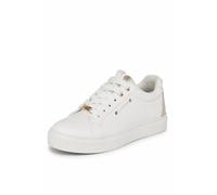 Elle Sport Classic Leather Lace Up Trainers In Warm White Warm White