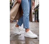 Elle Sport Classic Leather Lace Up Trainers In Warm White Warm White