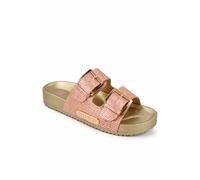 Elle Sport Double Buckle Snake Print Slider Sandal In Pink Pink