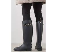 Elle Sport Equestrian Style Waterproof Riding Wellington Boots In Black Black