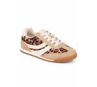 Elle Sport Leopard Print Retro Lace Up Trainers In Warm White Warm White