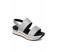 Elle Sport Platform Flatform Buckle Strap Sandals In Metallic Silver Metallic Silver