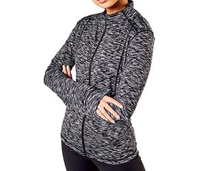 Elle Sport Signature Zip Through Top Womens Black Marl XL
