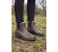Elle Sport Waterproof Wellington Ankle Boot With Warm Fur Lining In Brown Brown