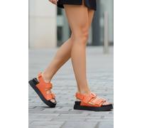 Elle Sport Women's Double Strap Buckle Chunky Platform Sandal in Orange | Size: 6 Elle Sport Orange 6
