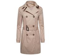Elle Tina Double Breasted Trench Coat - Stone - 16 - Stone