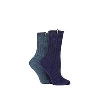 Elle Women Bouclé Boot Socks in Gift Box Pack of 2 (Kentucky Blue/Navy, 4-8, numeric_4)
