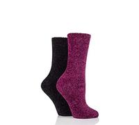 Elle Women Chenille Boot Socks Pack of 2 (Blackbird, 4-8)