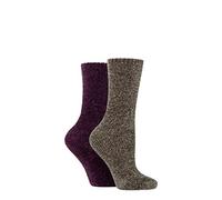 Elle Women Chenille Boot Socks Pack of 2 Royal Purple 4-8