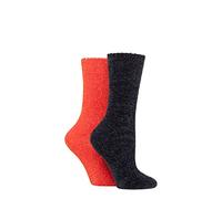 Elle Women Chenille Boot Socks Pack of 2 Rust 4-8
